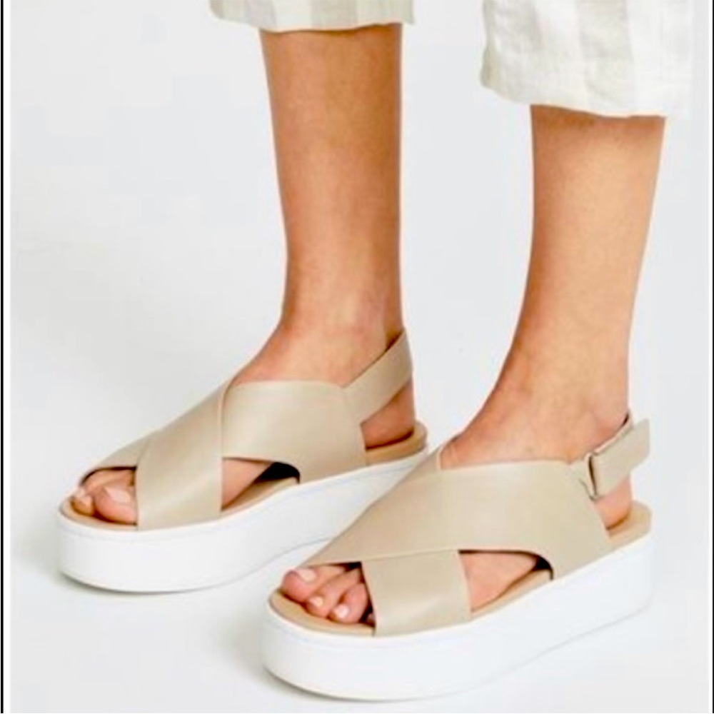 Vince Weslan Platform Sandals in Light Straw color